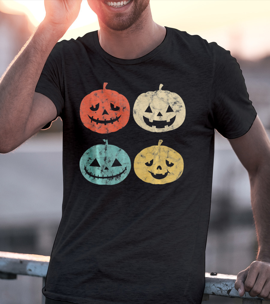 Vintage Pumpkin Funny Halloween Jack-O'-Lanterns T-Shirt