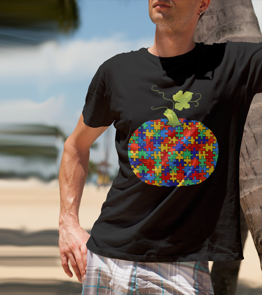 Pumpkin Puzzle Autism Awareness Halloween Lover T-Shirt