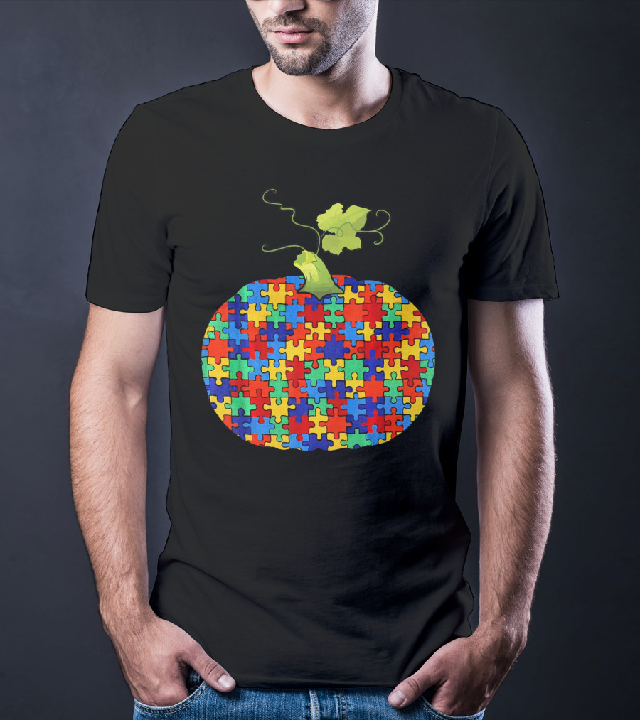 Pumpkin Puzzle Autism Awareness Halloween Lover T-Shirt