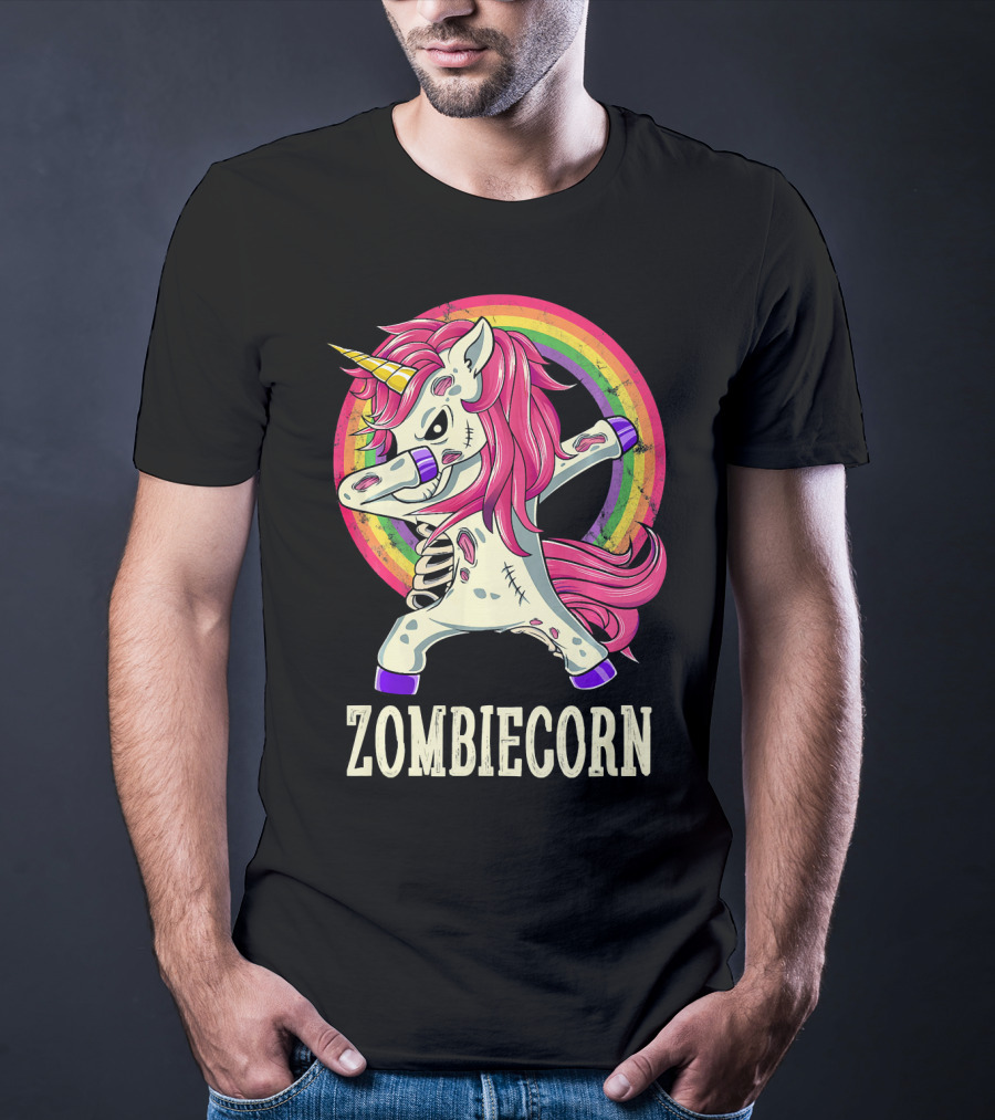 Zombiecorn Dab Dance Unicorn With Rainbow T-Shirt