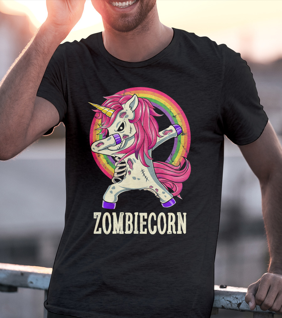 Zombiecorn Dab Dance Unicorn With Rainbow T-Shirt
