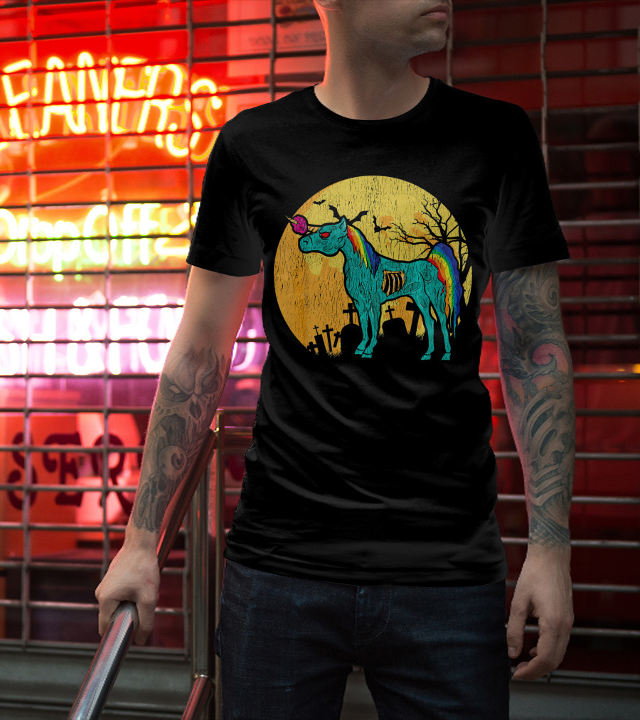 Zombie Unicorn Zombicorn Graveyard Night T-Shirt