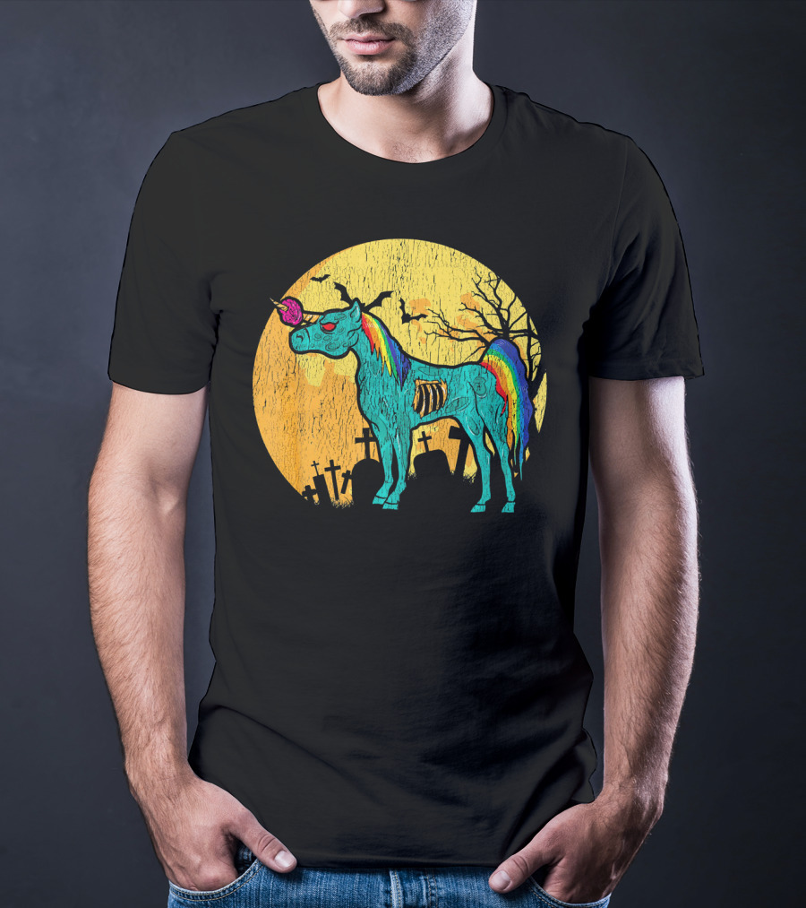 Zombie Unicorn Zombicorn Graveyard Night T-Shirt