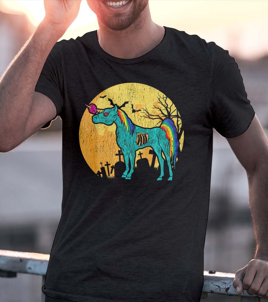 Zombie Unicorn Zombicorn Graveyard Night T-Shirt