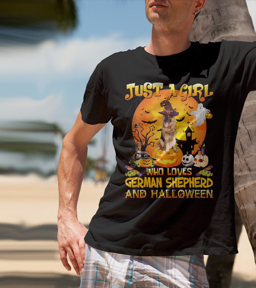 Just A Girl Who Loves German Shepherd And Halloween T-Shirt