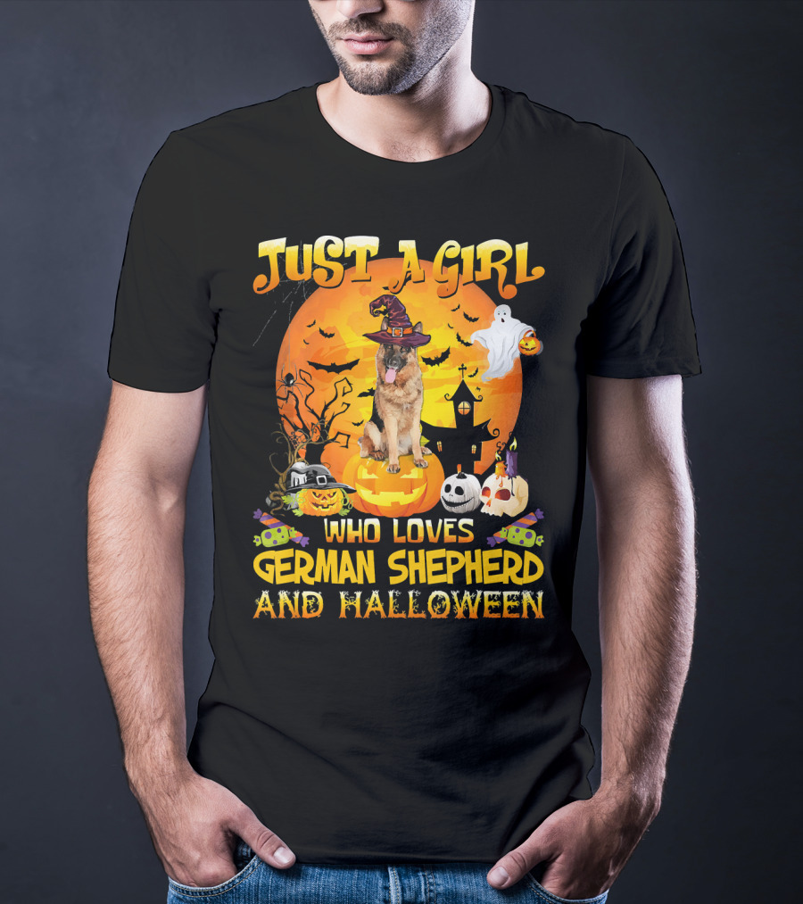 Just A Girl Who Loves German Shepherd And Halloween T-Shirt