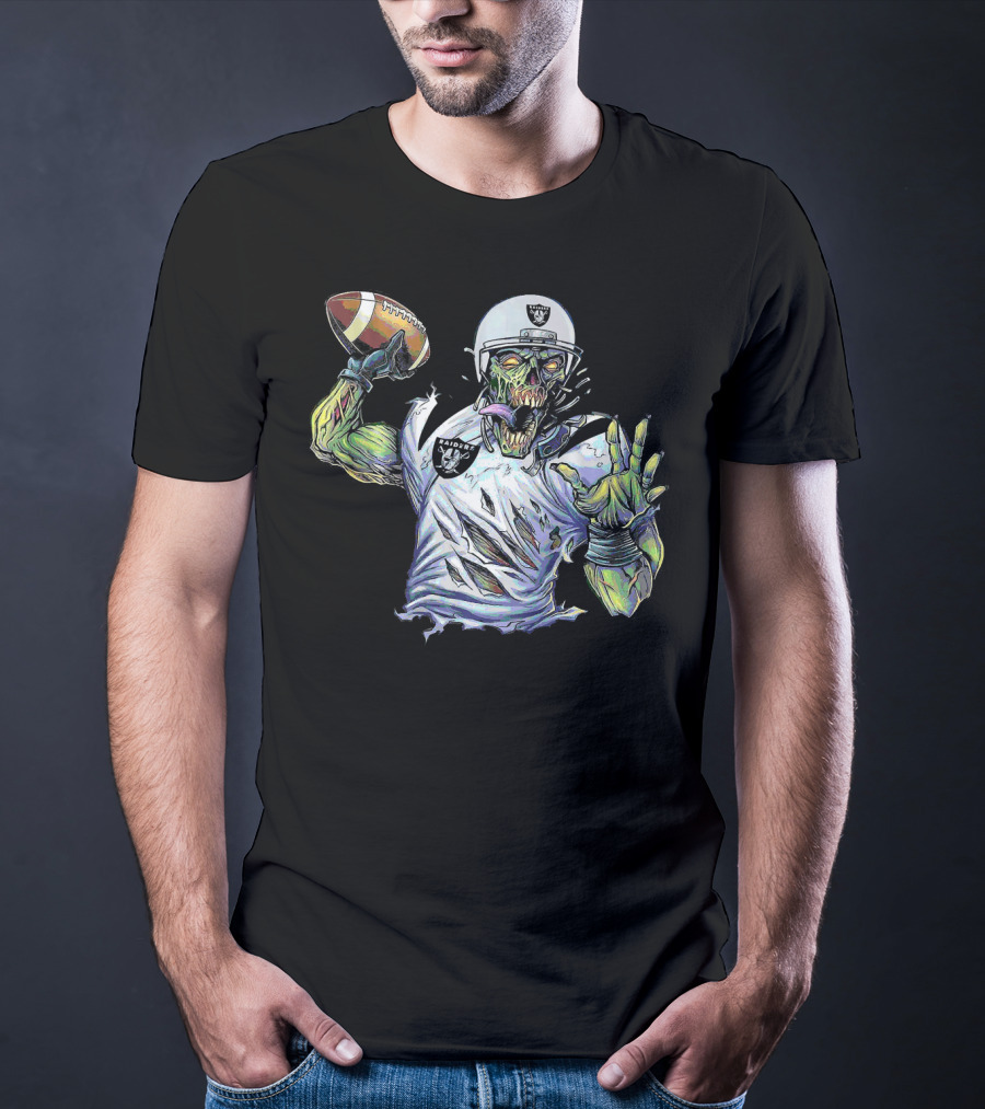 Raider Zombie Football Halloween Skull Horror Team T-Shirt