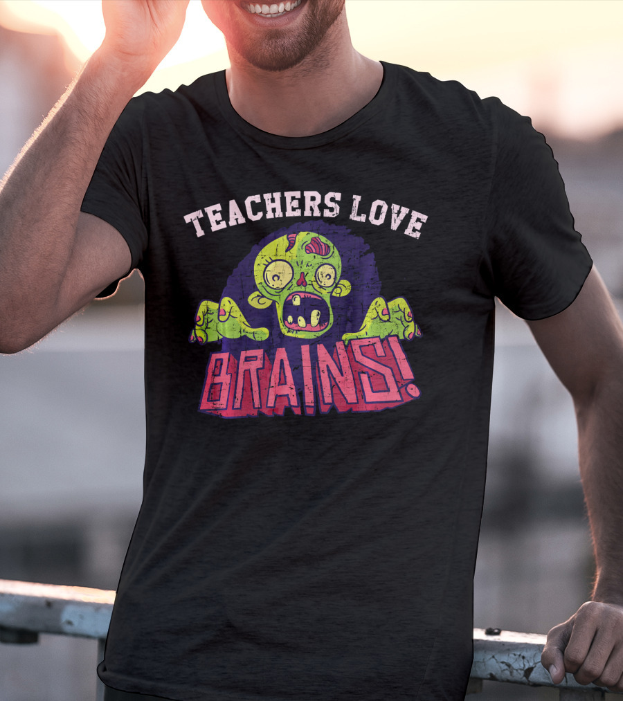 TEACHERS LOVE BRAINS ZOMBIE VECTOR T-Shirt