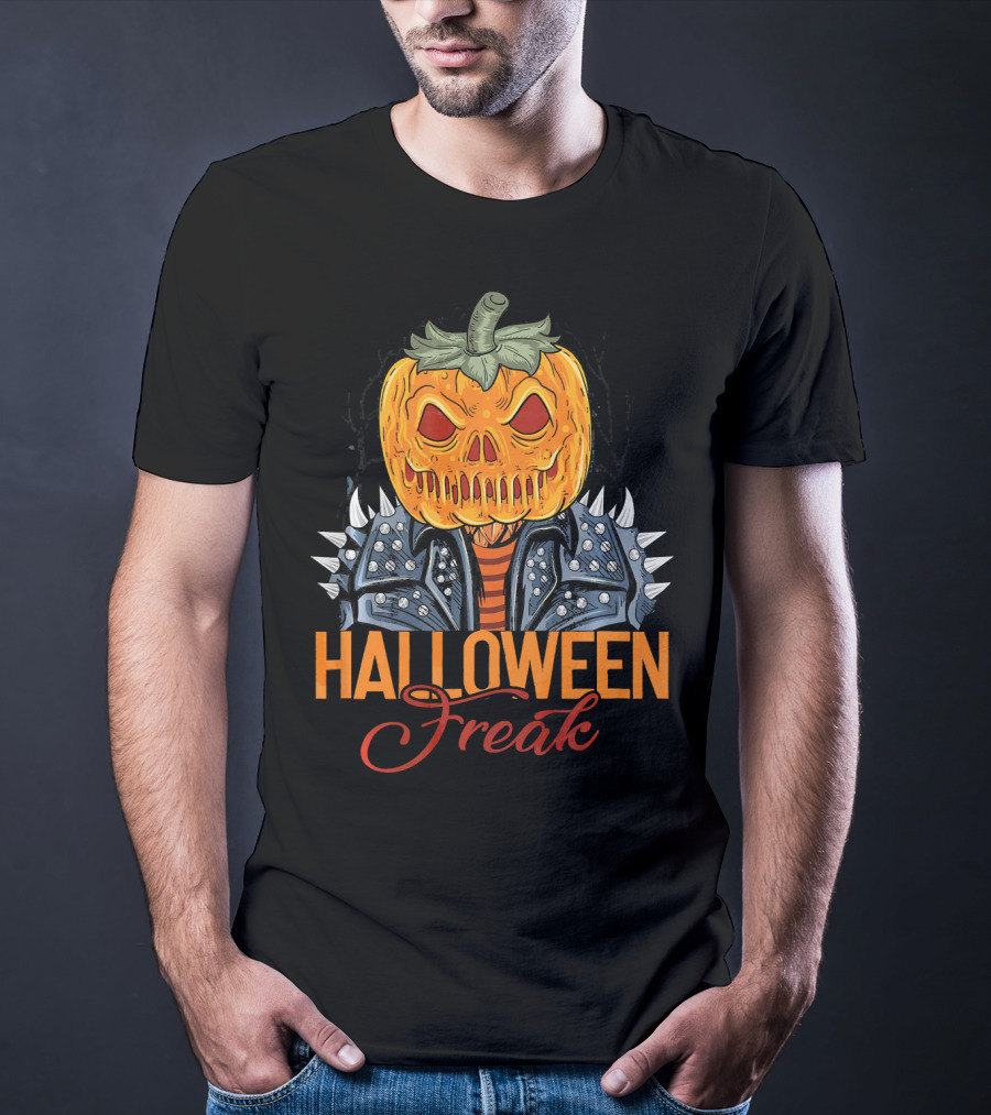 Halloween Freak Pumpkin Zombie Spiked Jacket T-Shirt