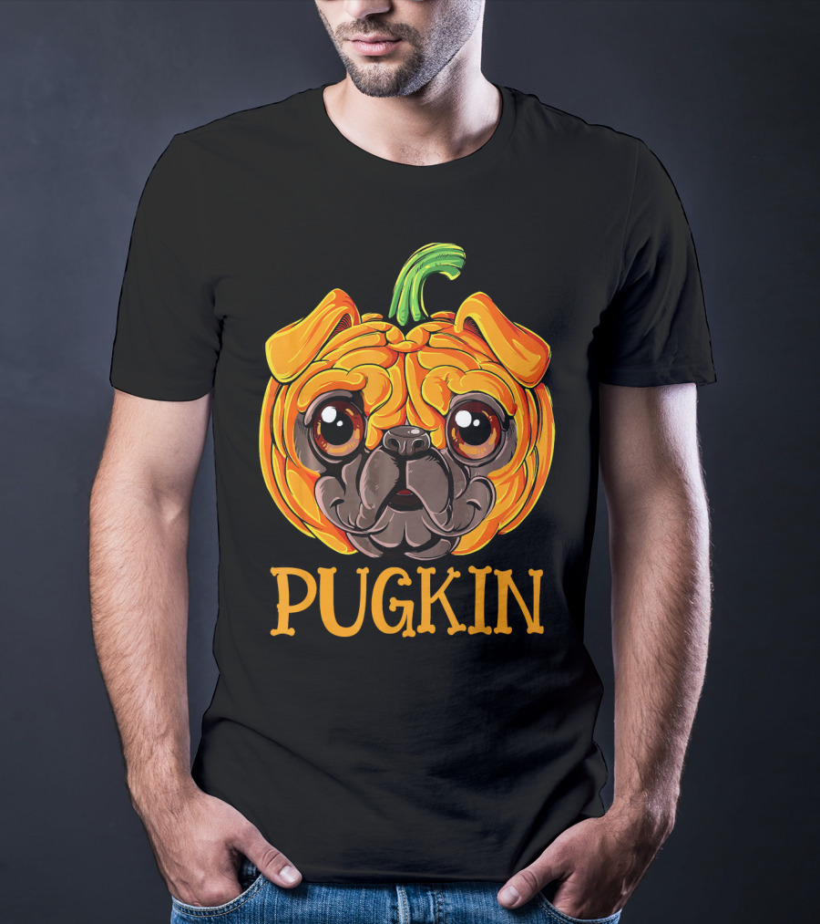 Pugkin Pug Pumpkin Halloween T-Shirt