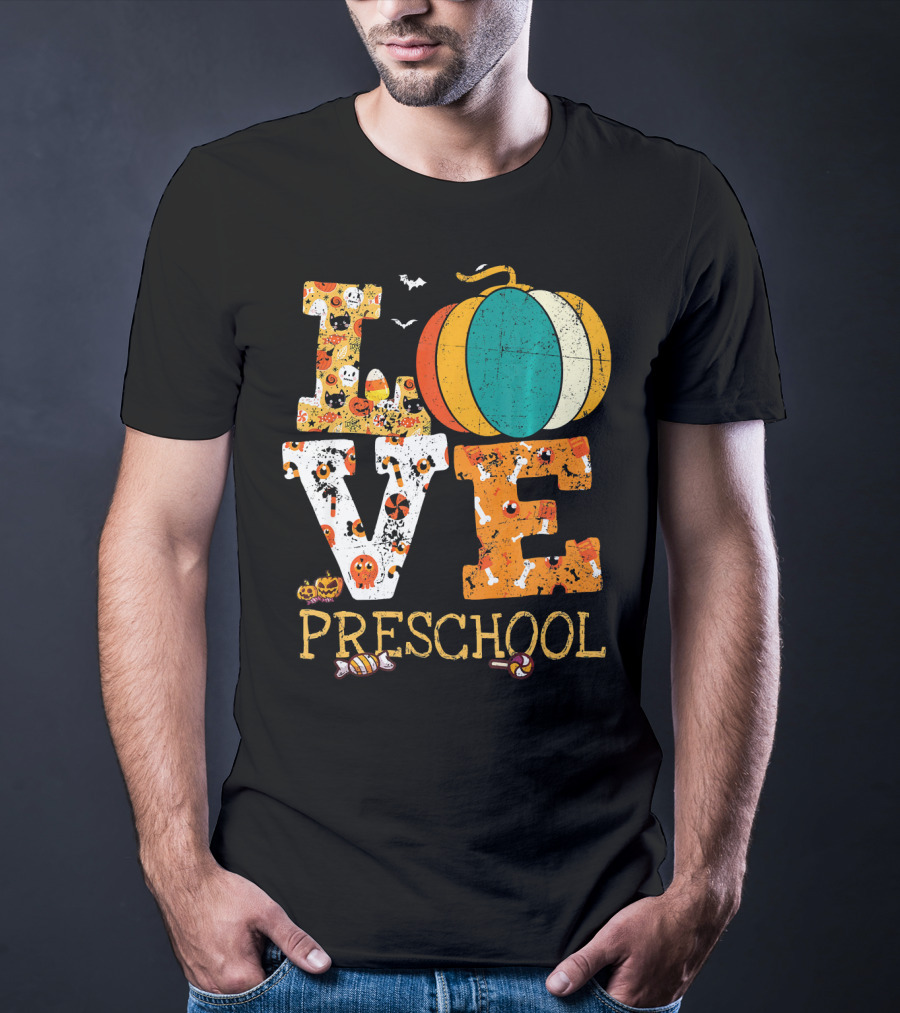 Love Preschool Halloween Pumpkin Candy Fun T-Shirt