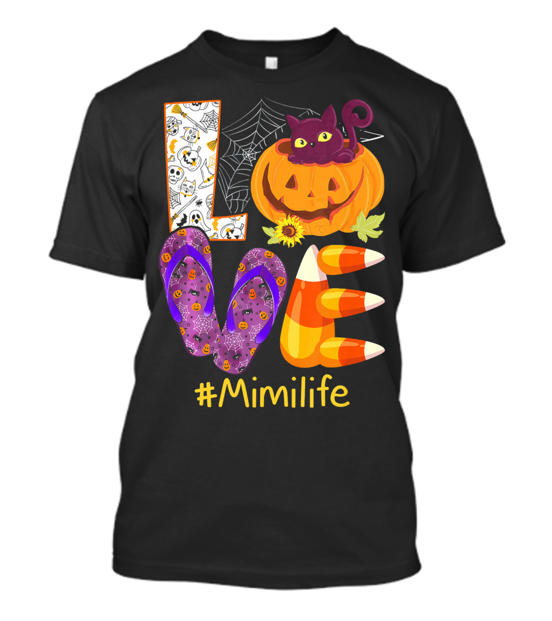 Love Pumpkin Cat Flip Flops #Mimilife T-Shirt