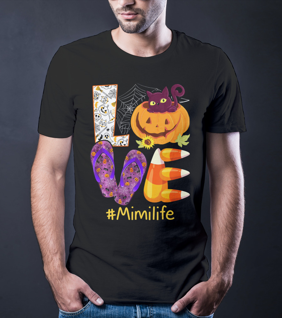 Love Pumpkin Cat Flip Flops #Mimilife T-Shirt