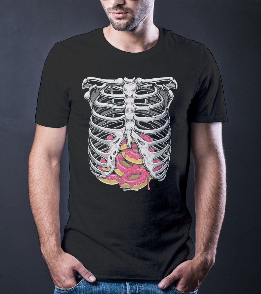 Doughnut Skeleton Rib Cage Halloween Cosplay T-Shirt