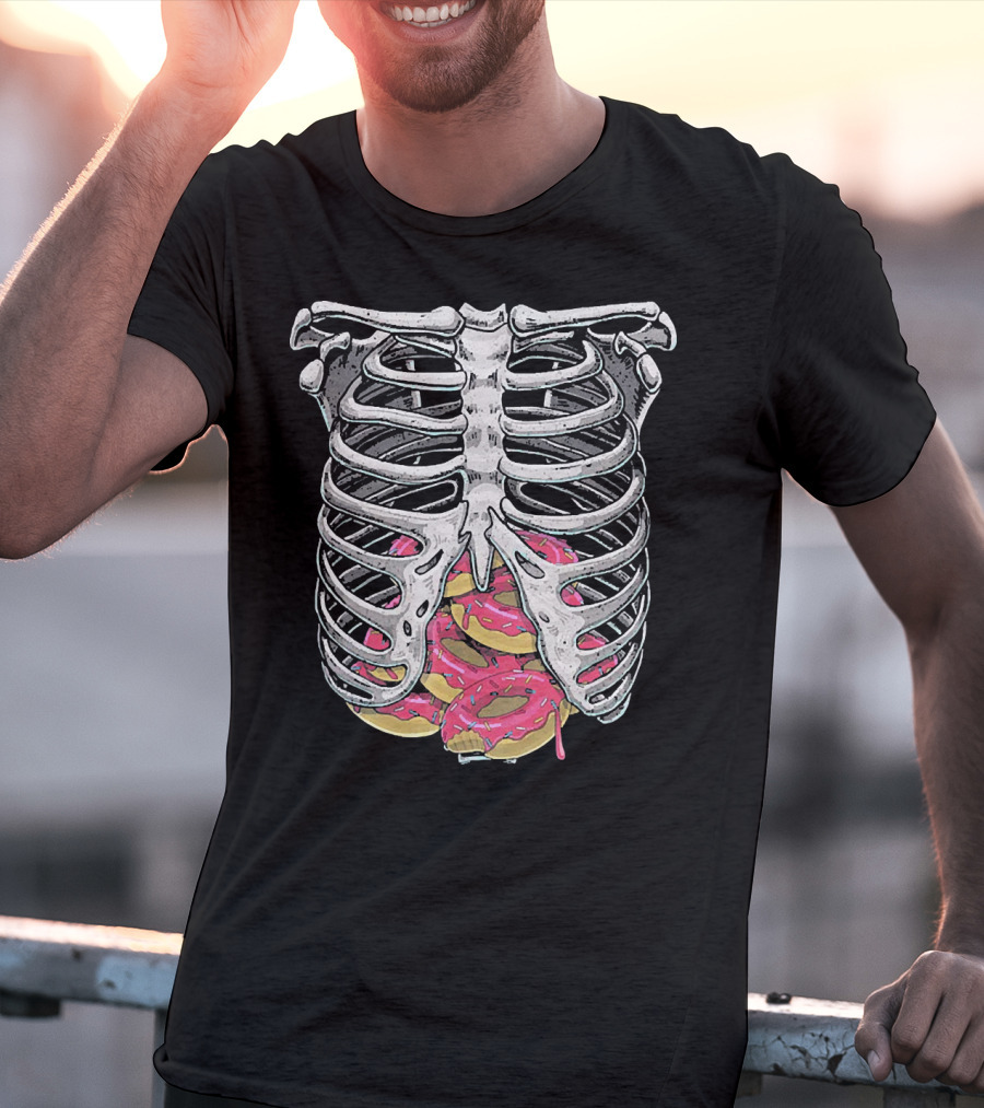 Doughnut Skeleton Rib Cage Halloween Cosplay T-Shirt