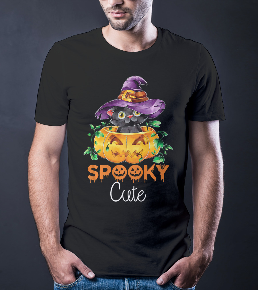 Spooky Cute Halloween Kitten In Pumpkin T-Shirt