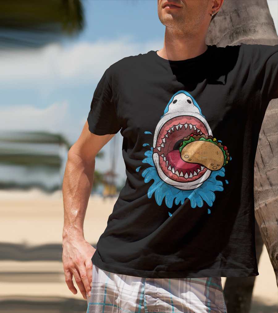 Halloween Shark Eating Taco Mexica Splash T-Shirt