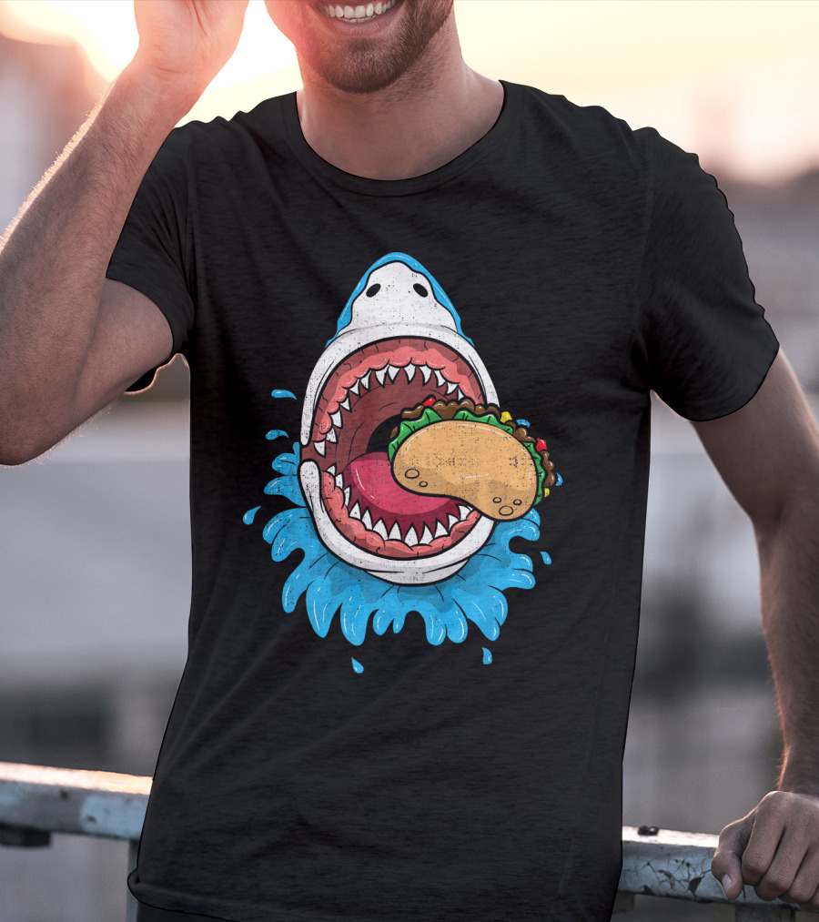 Halloween Shark Eating Taco Mexica Splash T-Shirt