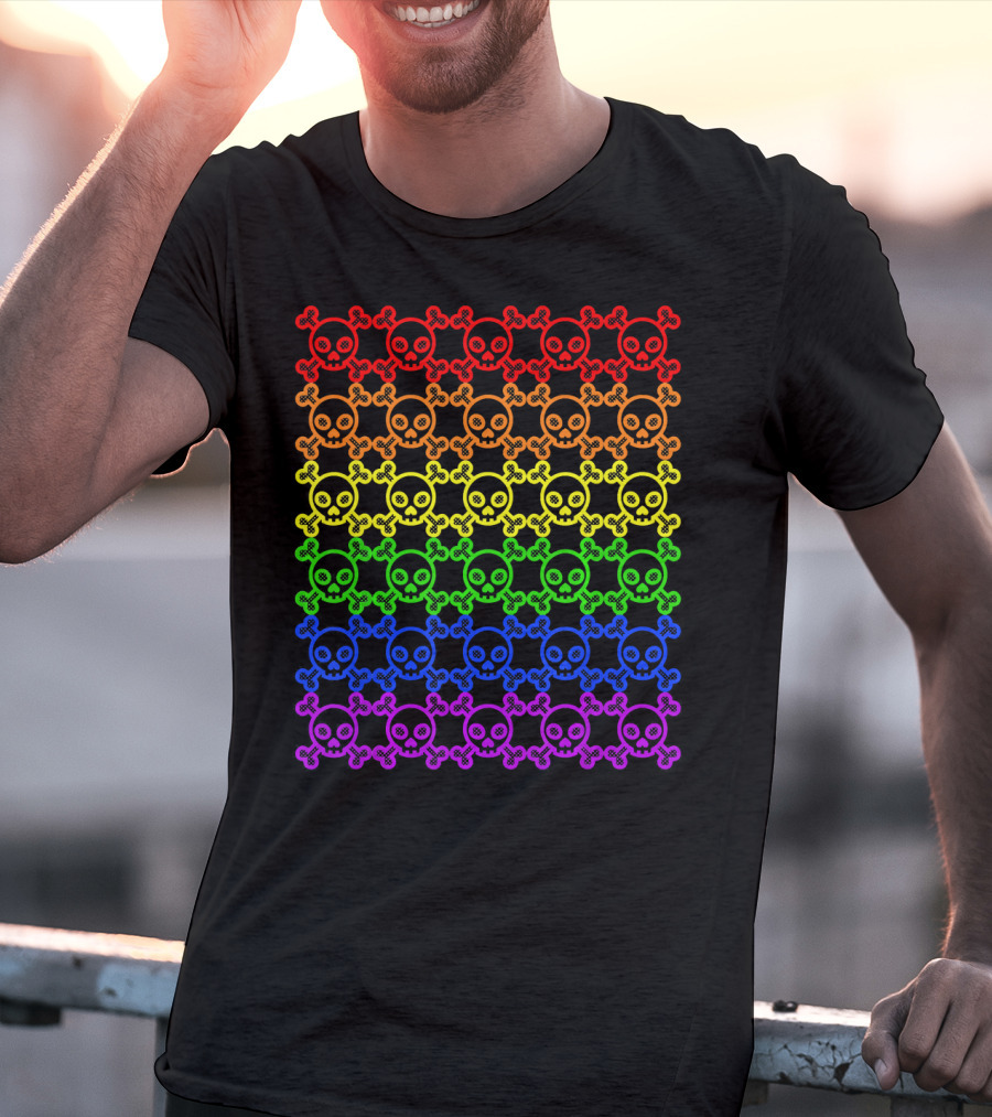 Rainbow Gay Pride Skull And Crossbones T-Shirt