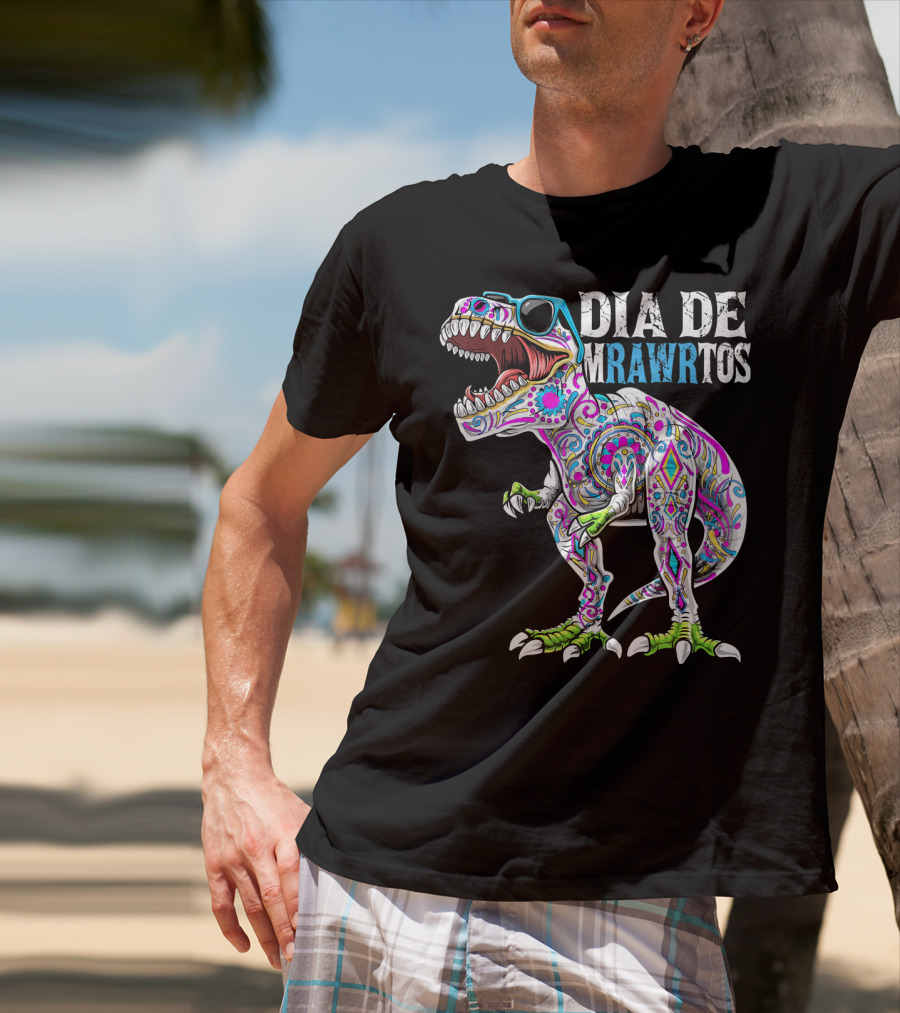 Dia De Mrawrtos Dinosaur Sugarskull T-Shirt
