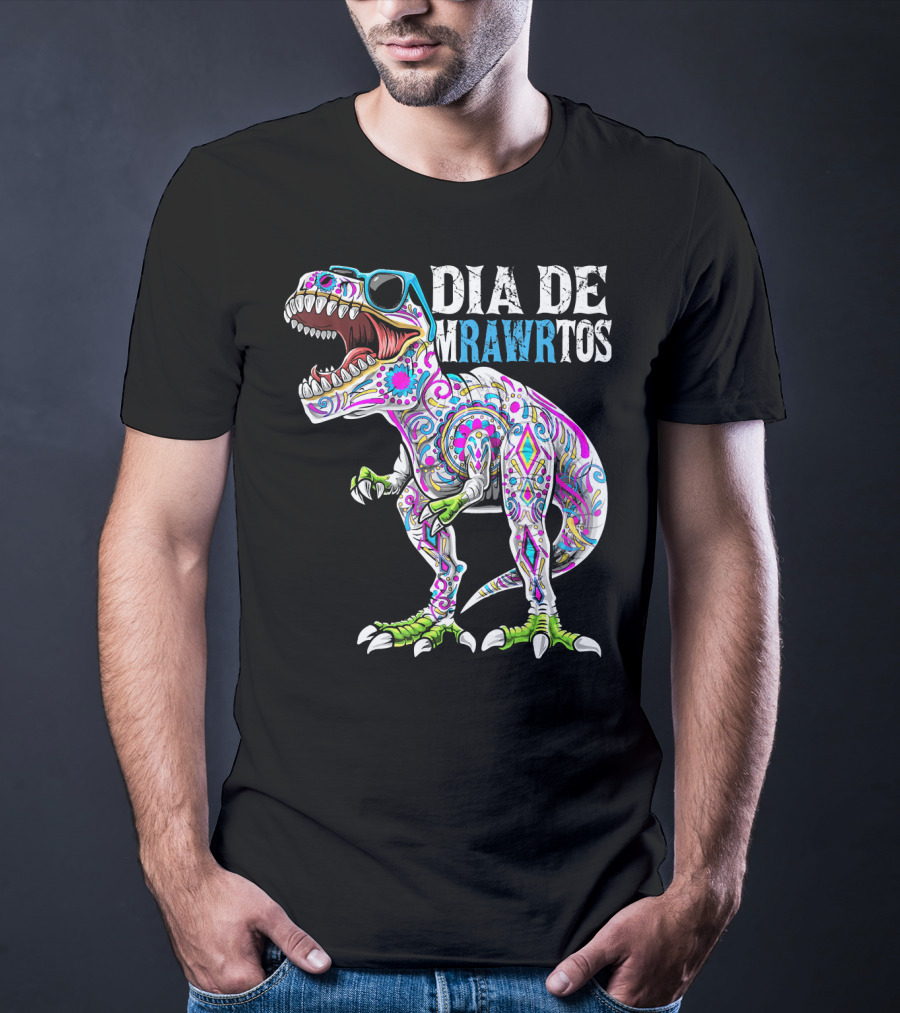 Dia De Mrawrtos Dinosaur Sugarskull T-Shirt