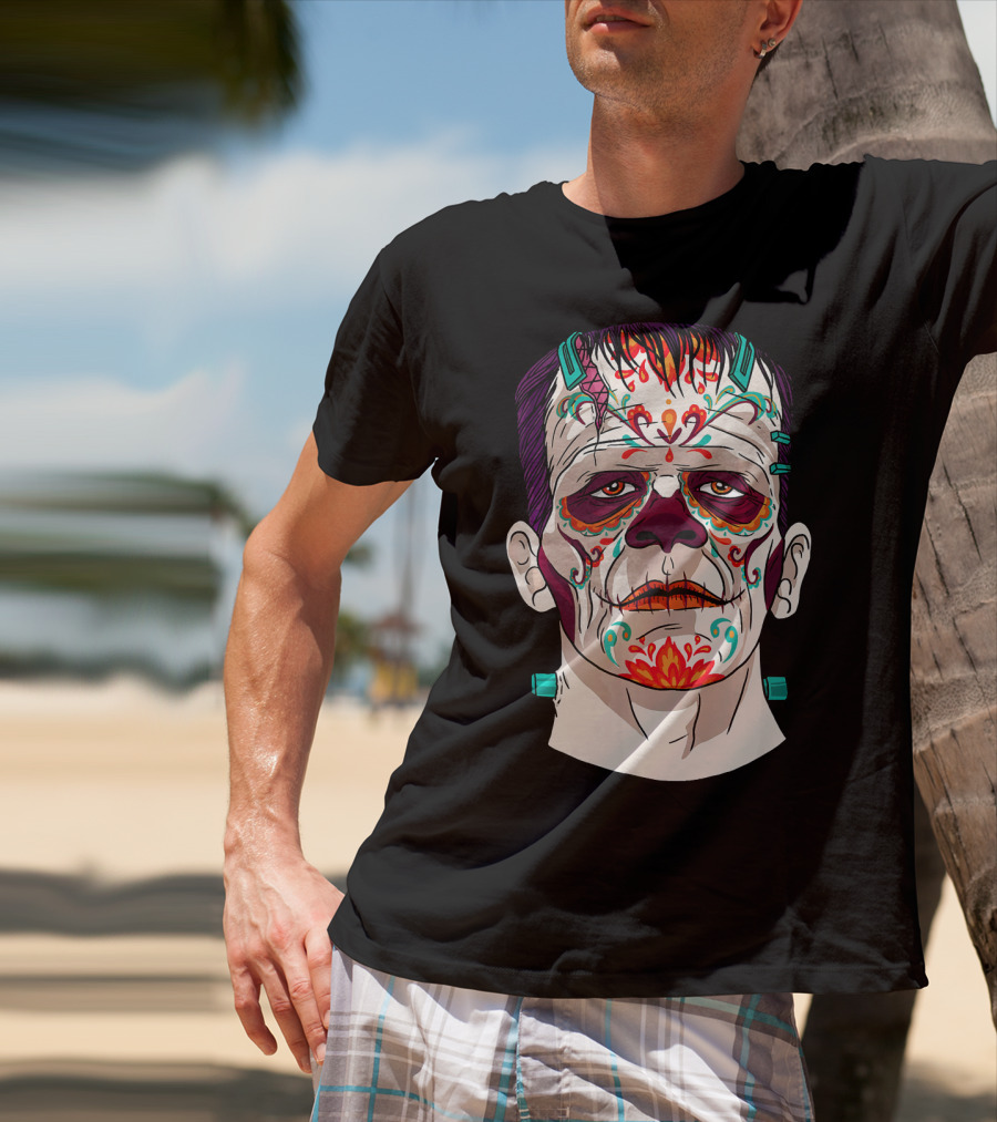 Frankenstein Catrina Sugar Skull Horror T-Shirt