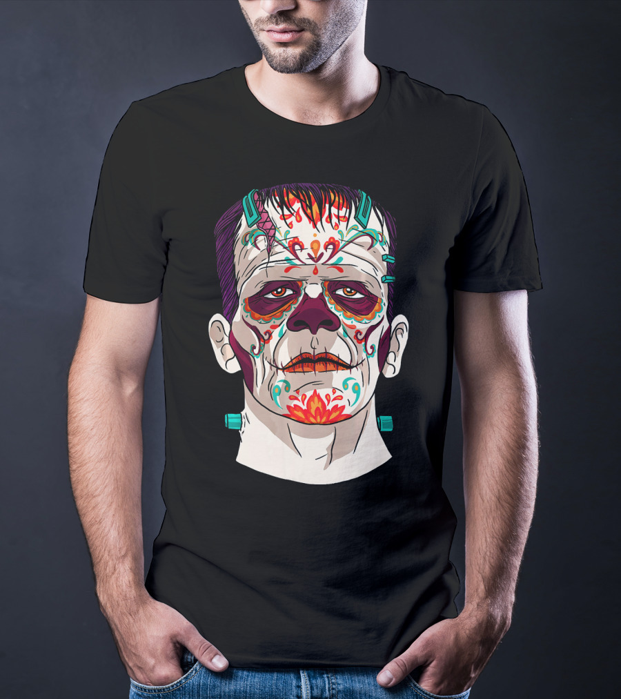 Frankenstein Catrina Sugar Skull Horror T-Shirt