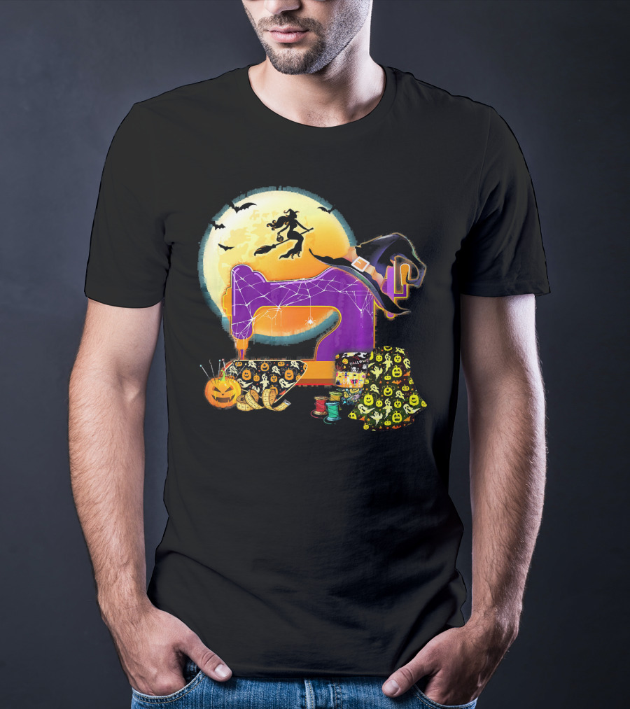 Halloween Sewing Machine Witch Spooky Love T-Shirt