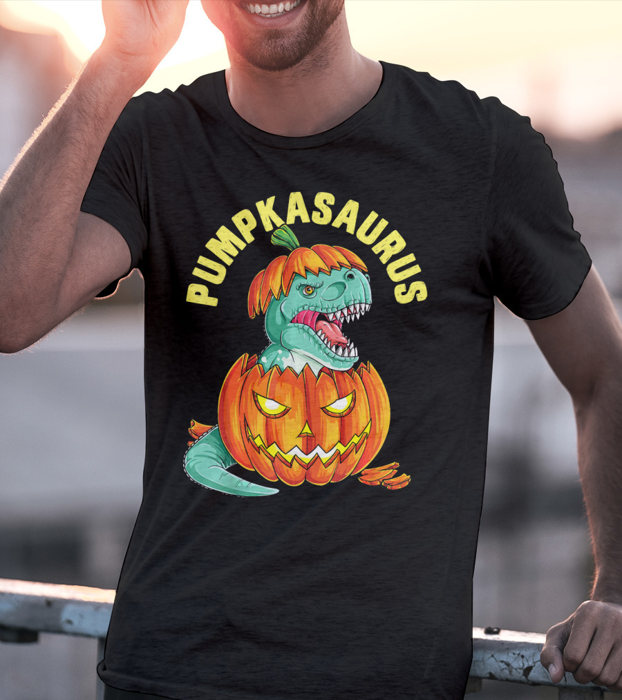 Halloween Kids Pumpkasaurus Dinosaur Pumpkin T-Shirt