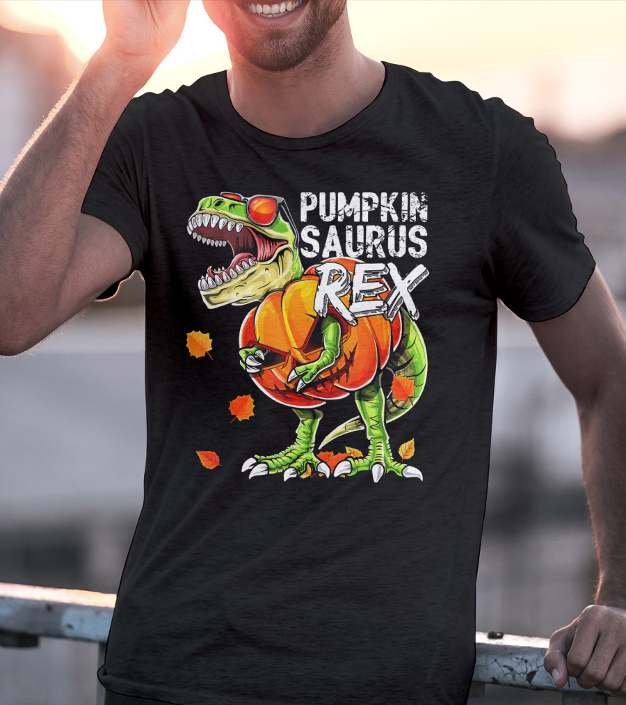 Pumpkinsaurus Rex Halloween Dinosaur Pumpkin Jack O Lantern T-Shirt
