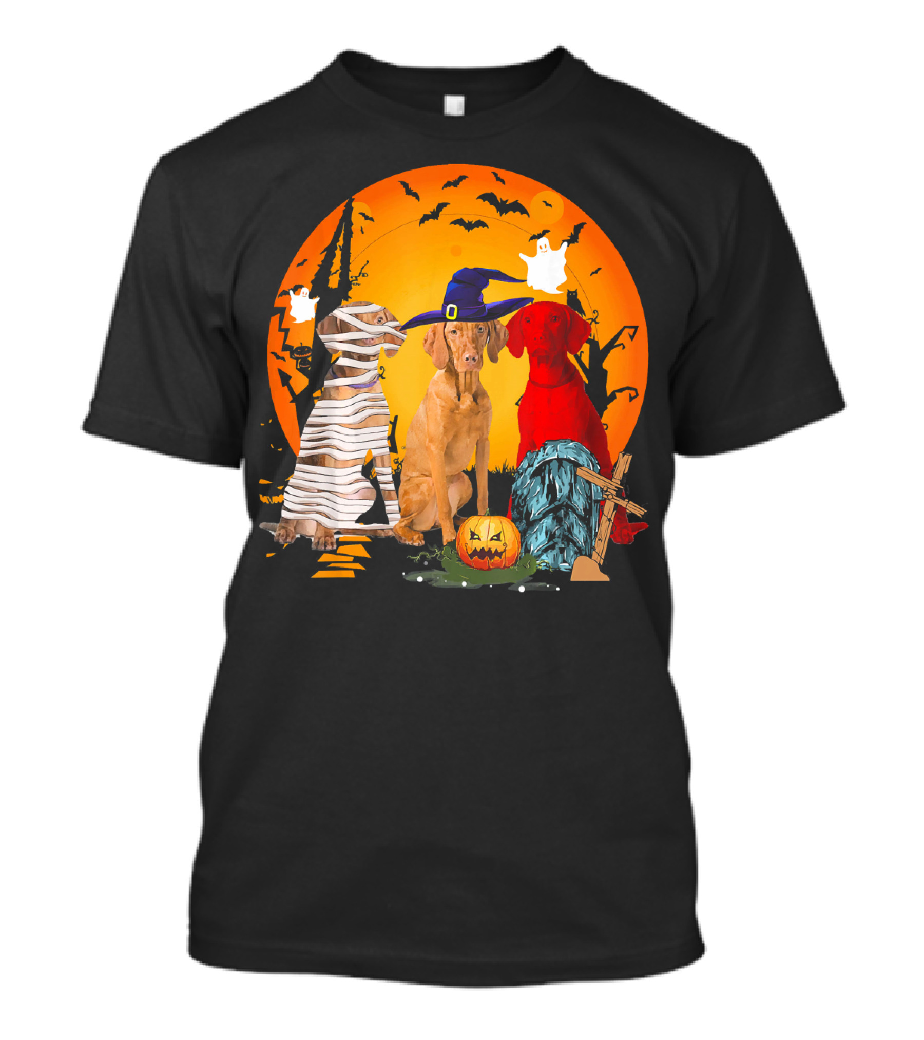 My Vizsla Team Halloween Pumpkin Mummy Witch Dog T-Shirt