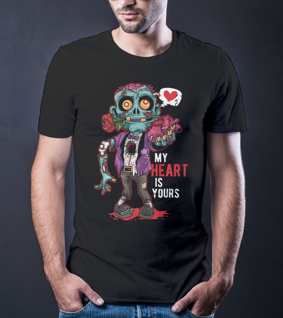 My Heart Is Yours Zombie Valentin Brains T-Shirt