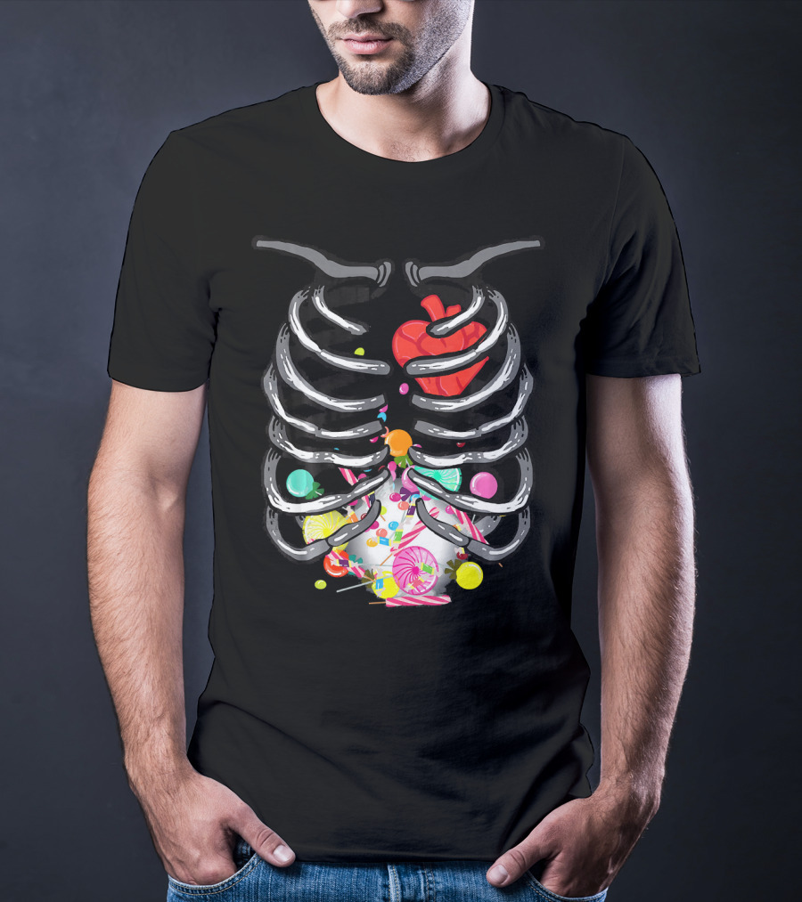 X Ray Skeleton Candy Heart Guts T-Shirt