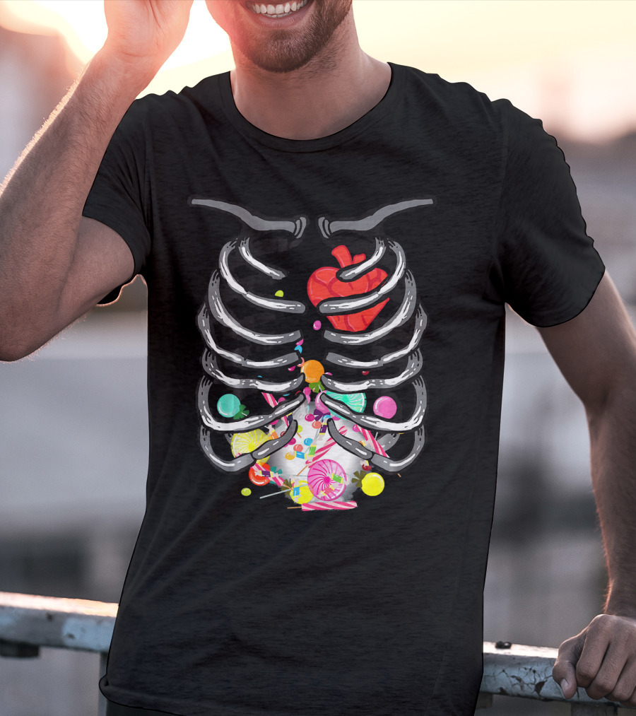 X Ray Skeleton Candy Heart Guts T-Shirt