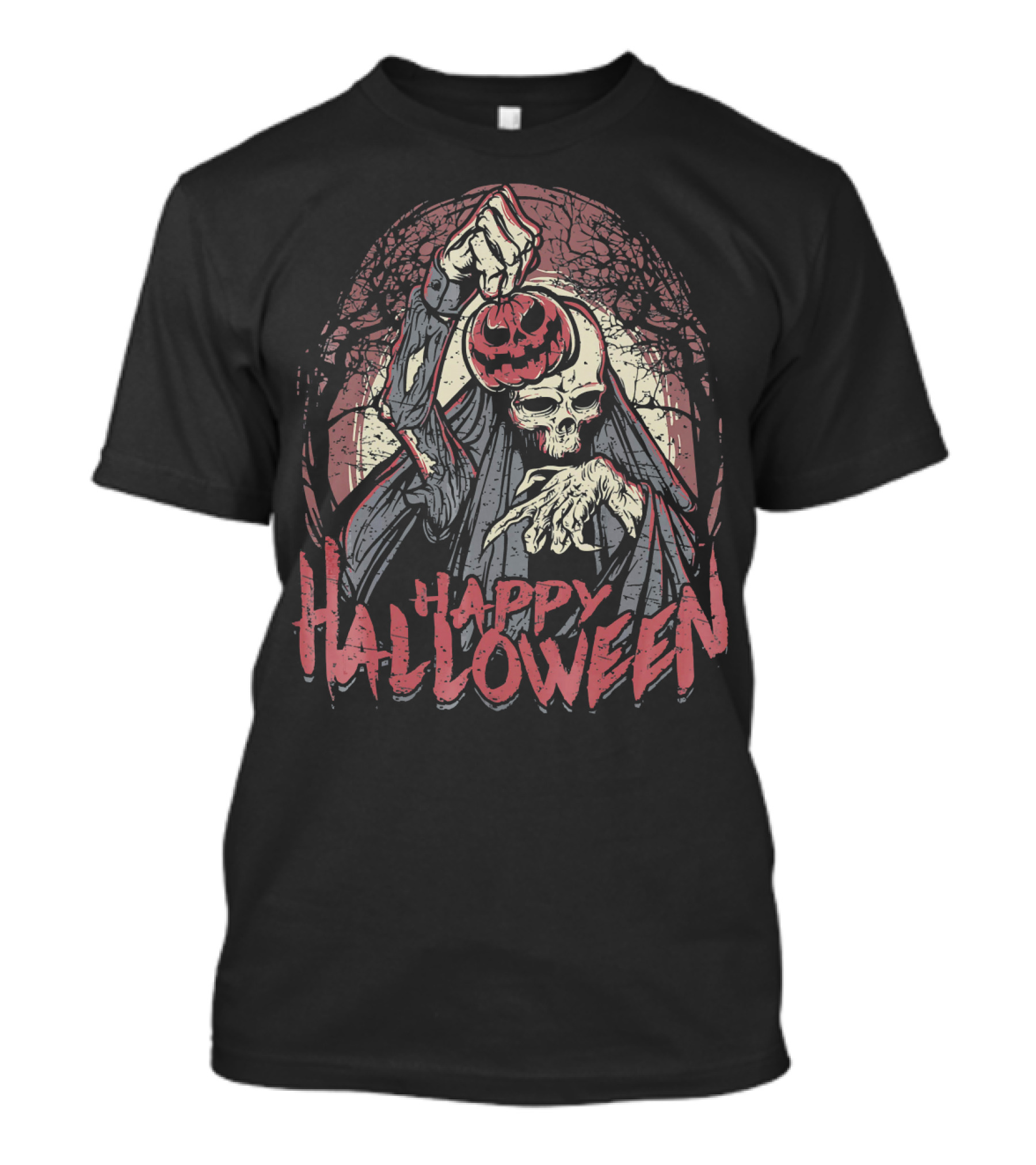 Halloween Scary Zombie Skeleton With Pumpkin Head T-Shirt