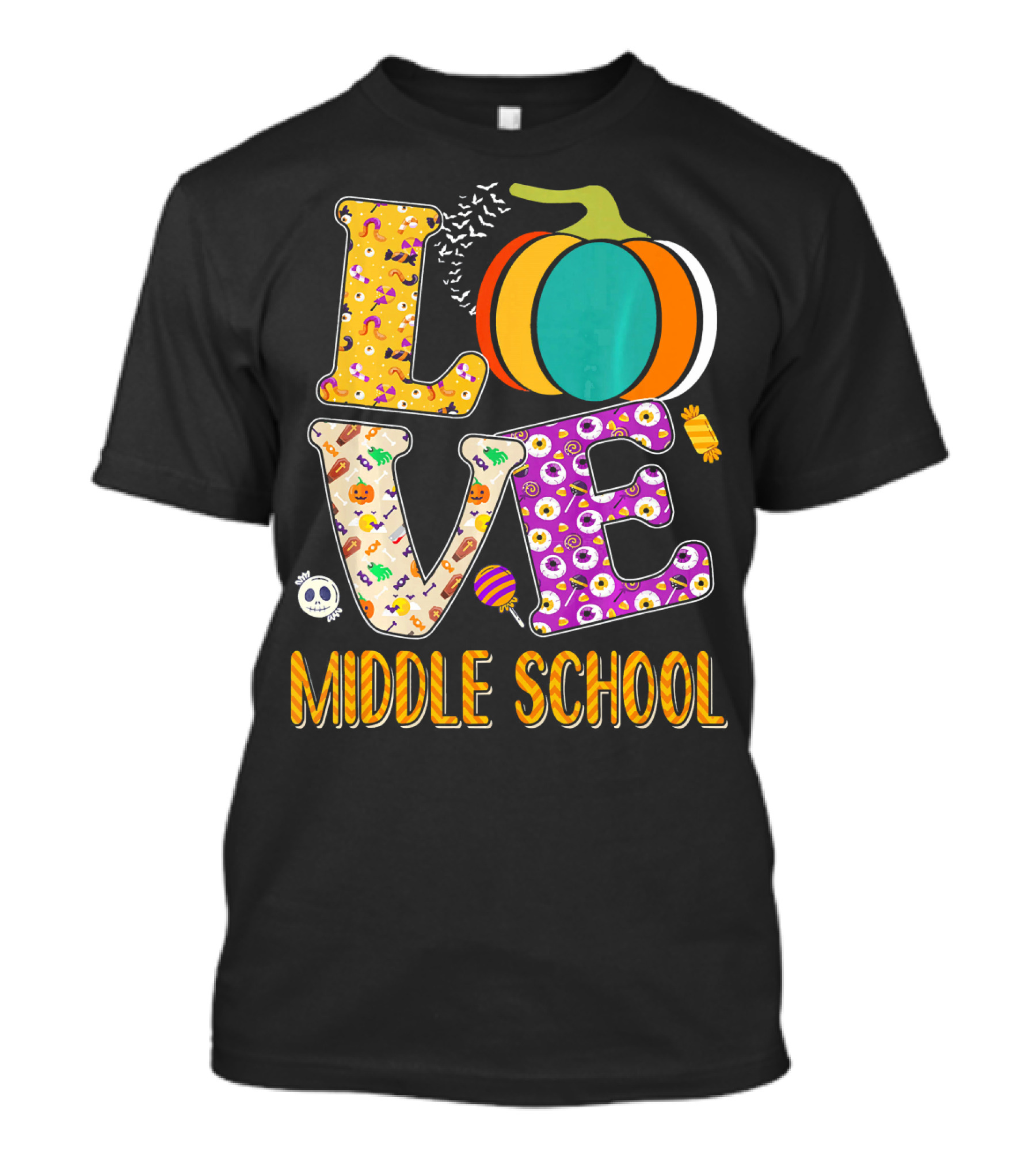 Love Middle School Halloween Pumpkin Fun T-Shirt