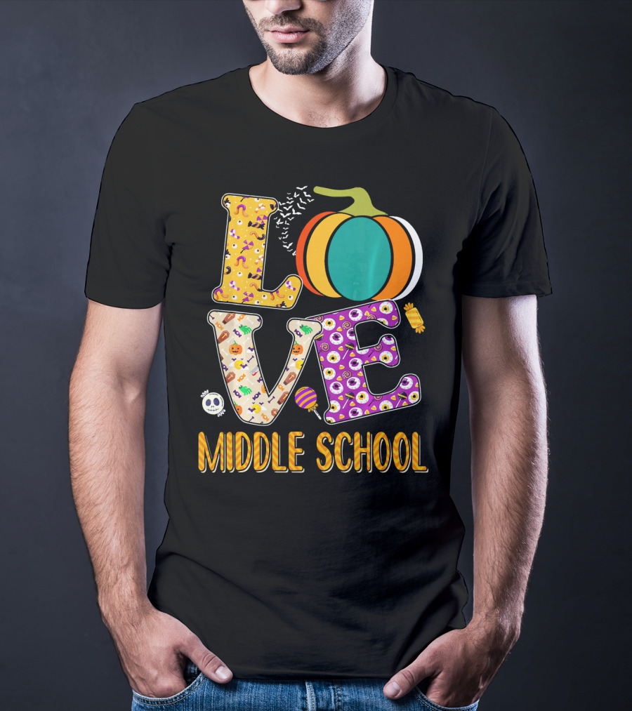 Love Middle School Halloween Pumpkin Fun T-Shirt