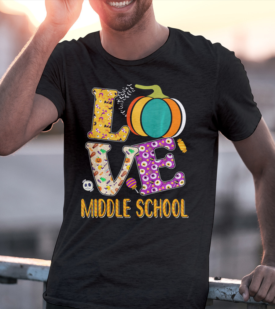 Love Middle School Halloween Pumpkin Fun T-Shirt