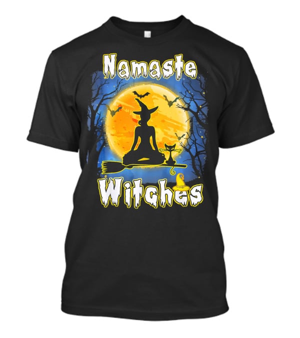 Namaste Witches Halloween Yoga Moonlight Meditation T-Shirt