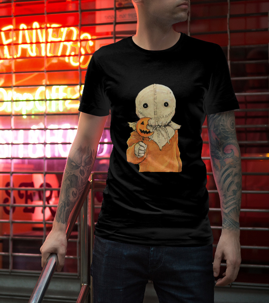 Trick R Treat Sam With Pumpkin Lollipop Cute Funny Halloween T-Shirt