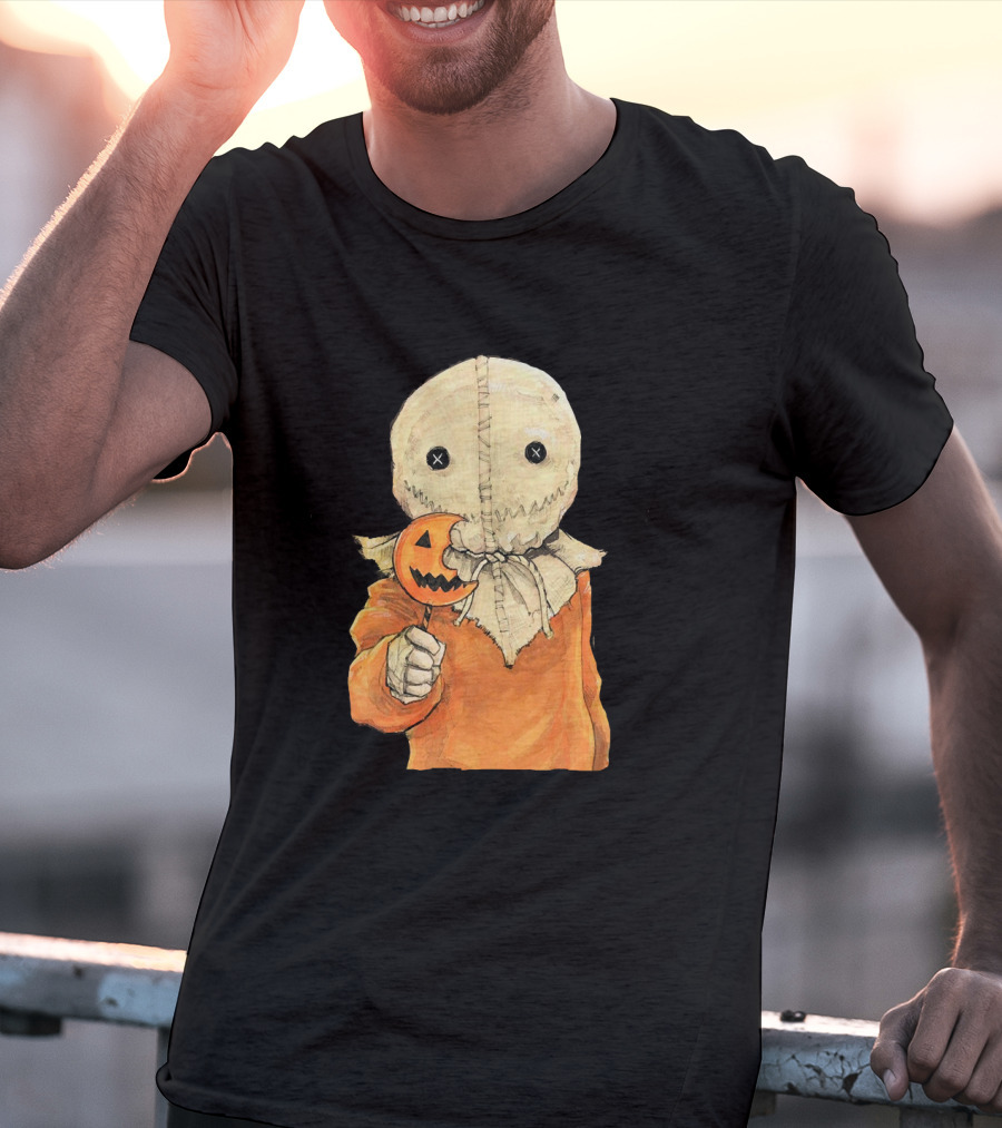 Trick R Treat Sam With Pumpkin Lollipop Cute Funny Halloween T-Shirt