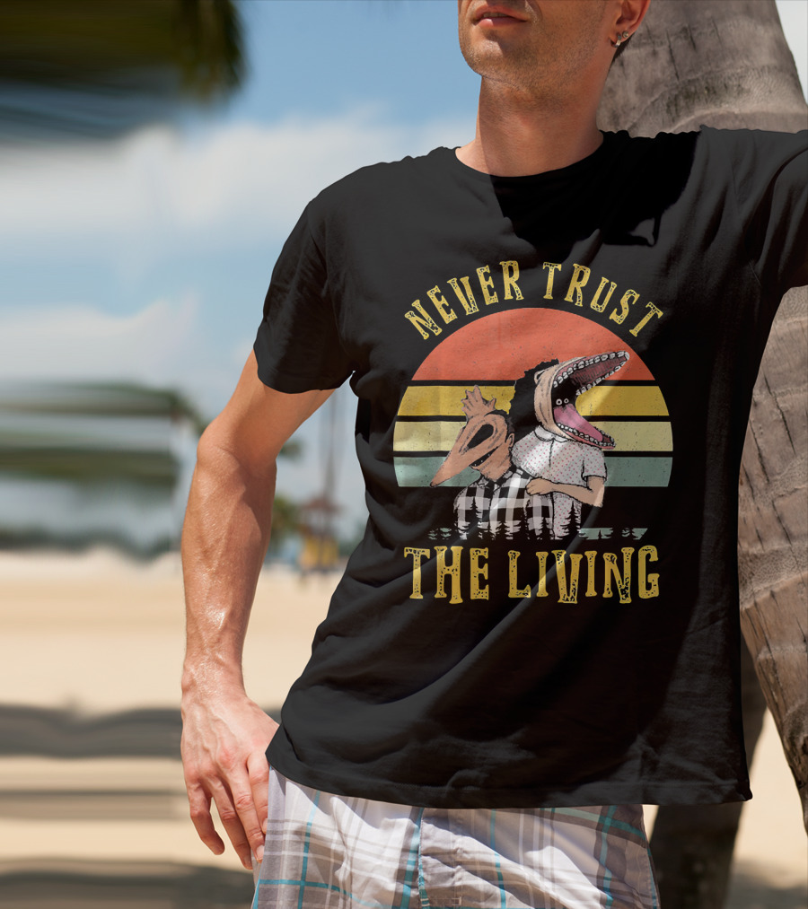 Never Trust The Living Retro Vintage Sun Beetlejuice Icons T-Shirt