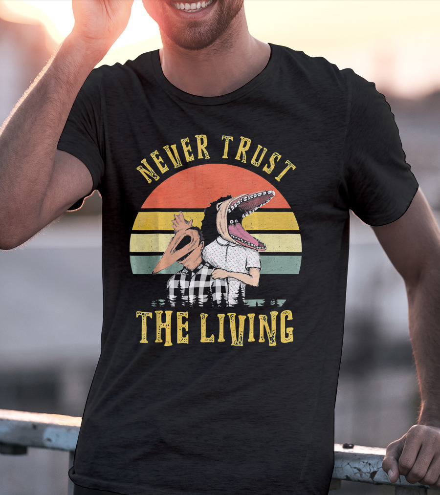 Never Trust The Living Retro Vintage Sun Beetlejuice Icons T-Shirt
