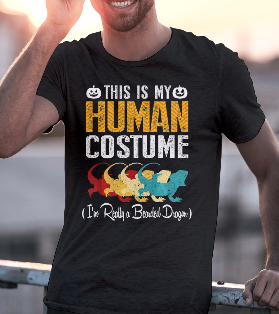 This Is My Human Costume I'm Really A Bearded Dragon Halloween Pumpkin T-Shirt