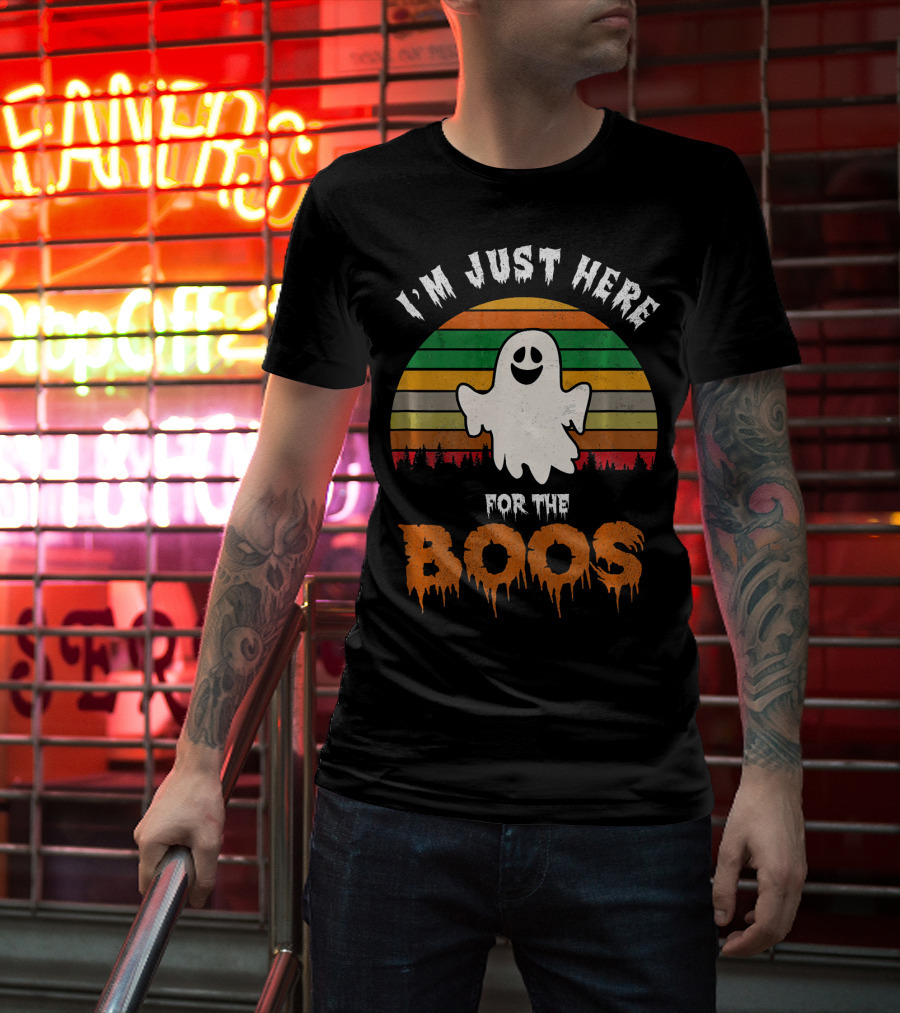I'm Just Here For The Boos Ghost Retro Halloween T-Shirt