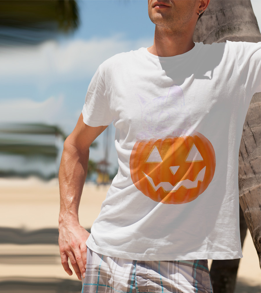 Kitten Peeking From Jack-O'-Lantern Pumpkin Halloween T-Shirt