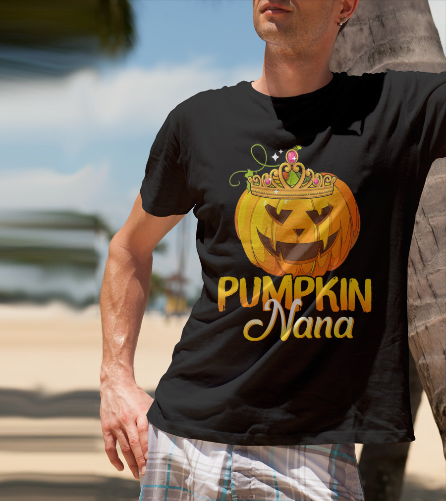 Pumpkin Nana Funny Halloween Cos Crown Jack-o'-Lantern T-Shirt