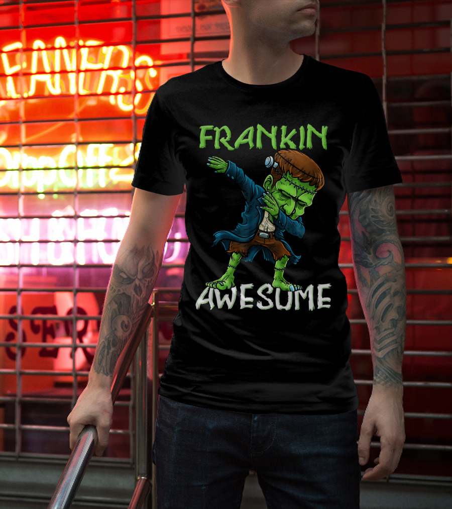 Frankin Awesome Dabbing Frankenstein Halloween T-Shirt