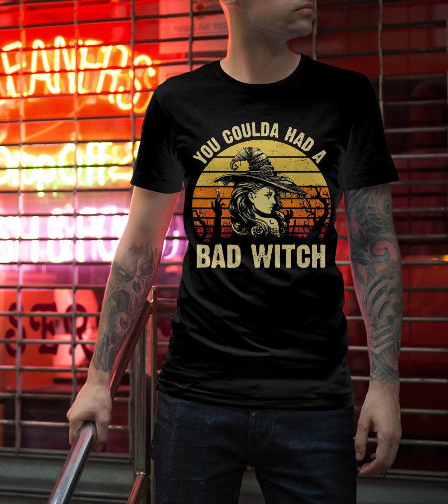 You Coulda Had A Bad Witch Vintage Sunset Halloween T-Shirt