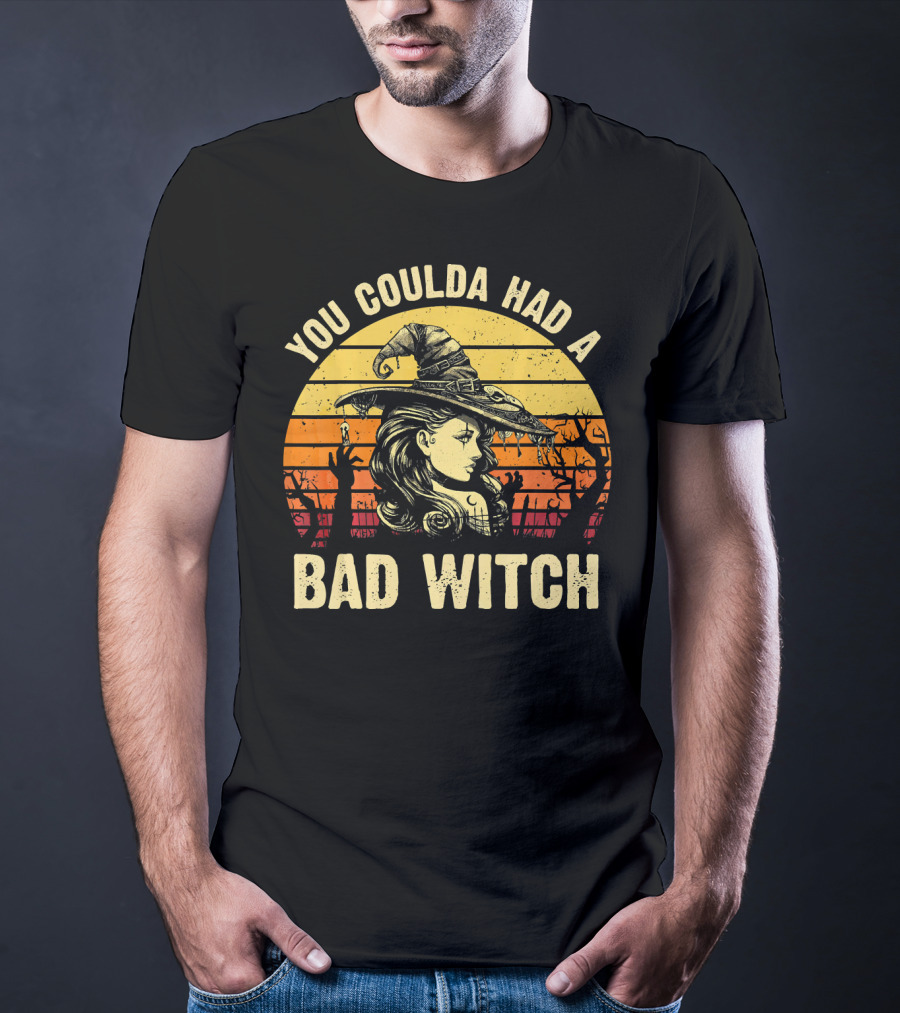 You Coulda Had A Bad Witch Vintage Sunset Halloween T-Shirt